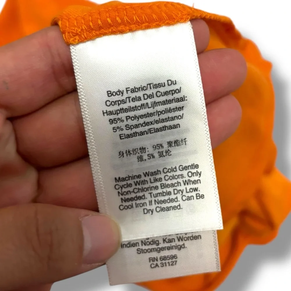 NWT DKNY Orange High Neck Mock Neck Silver Button Office Top – Medium - Picture 7 of 8